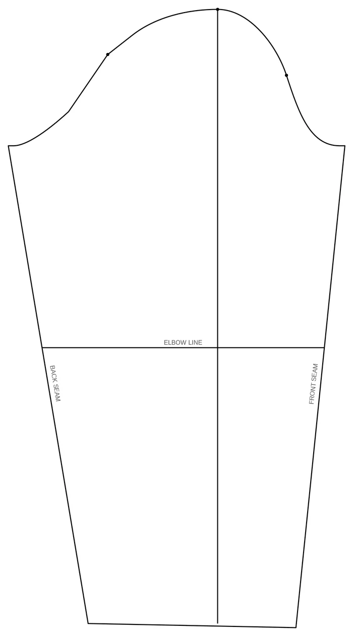 Sample one-piece sleeve pattern generated to match the bodice armhole